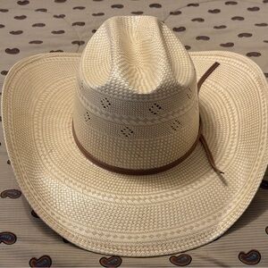American Tuff Cooper 7 5/8 straw Cowboy Hat with Brown Band